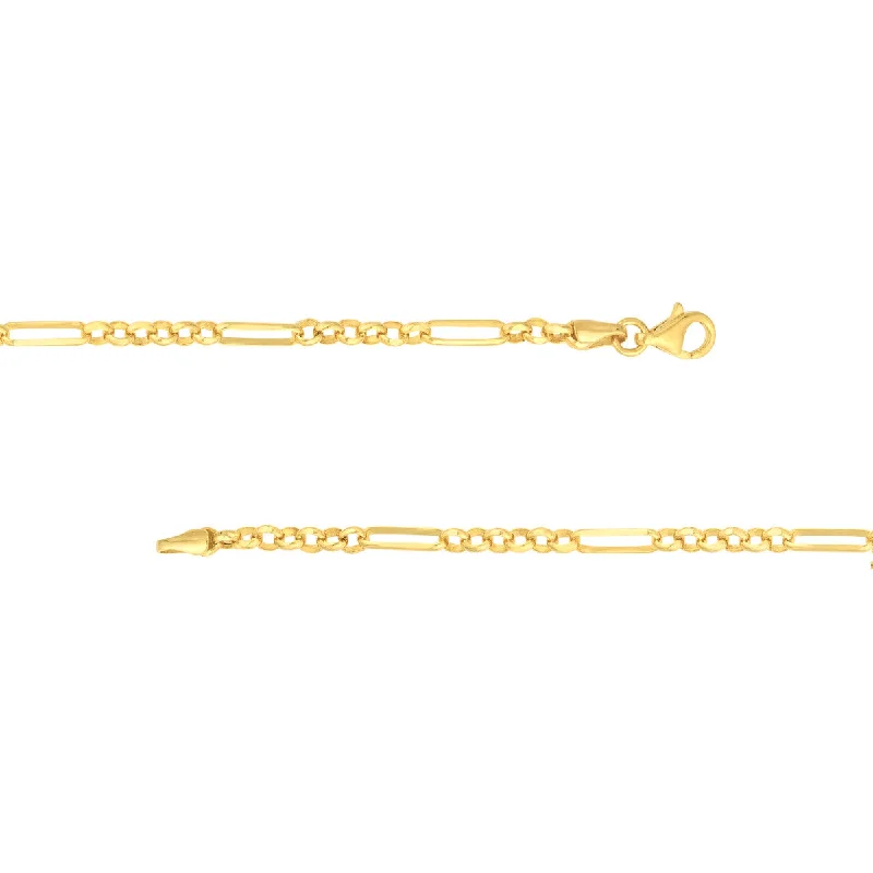 14K Yellow Gold 2.8mm 6+1 Hollow Rolo Necklace with Lobster Lock, 18"