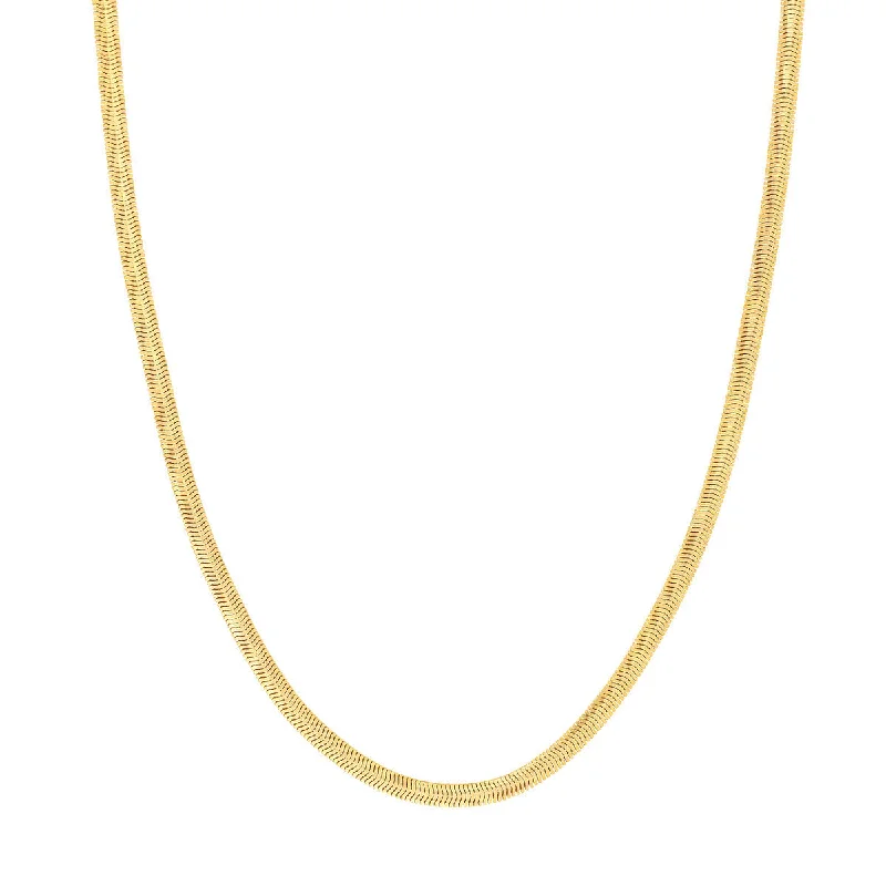 14K Gold 4.2mm Light Oval Snake Chain Necklace with Lobster Lock