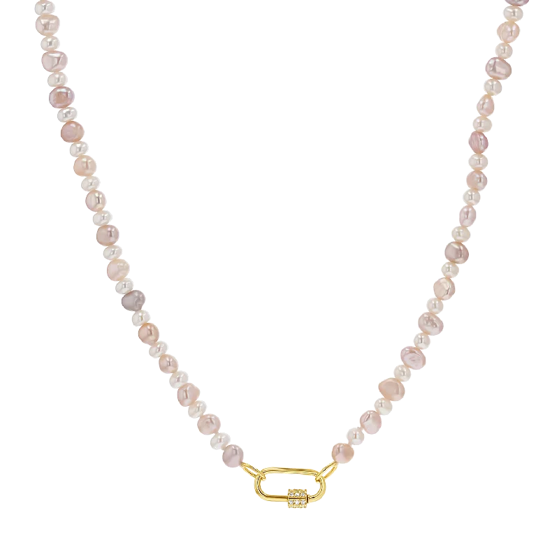 Blush and White Pearl Connector Necklace