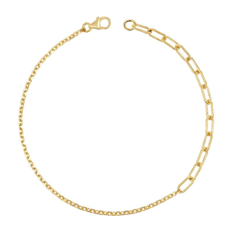 Diamond Cut Rolo & Paper Clip Chain Bracelet