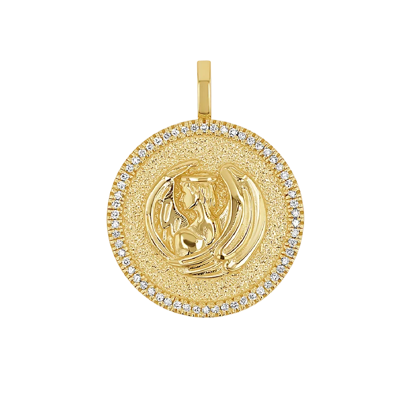 Diamond Zodiac Coin Medallion Charm