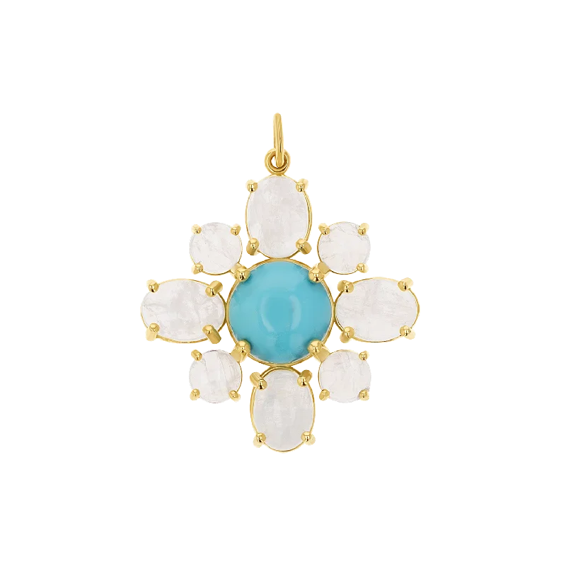 Genuine Turquoise Moonstone Fleur Charm