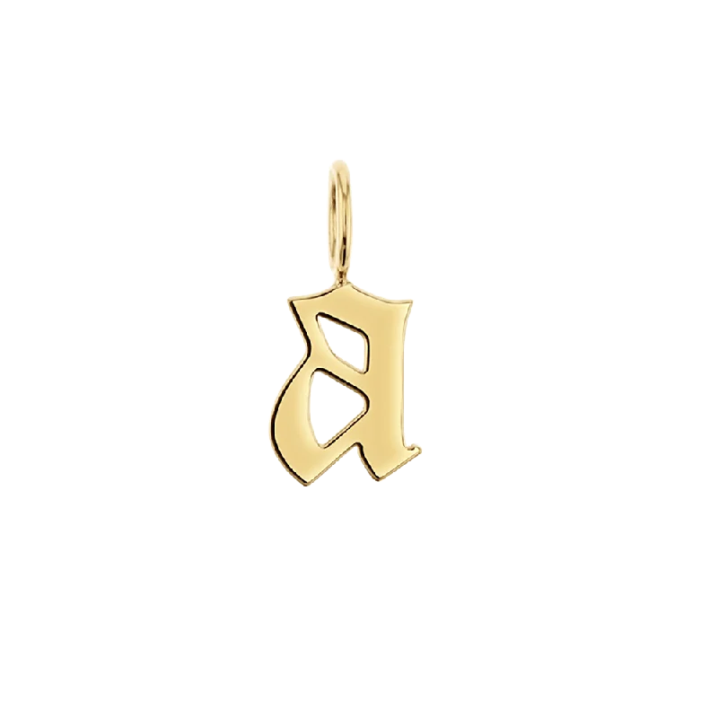 Gothic Old English Solid Initial Letter Charm