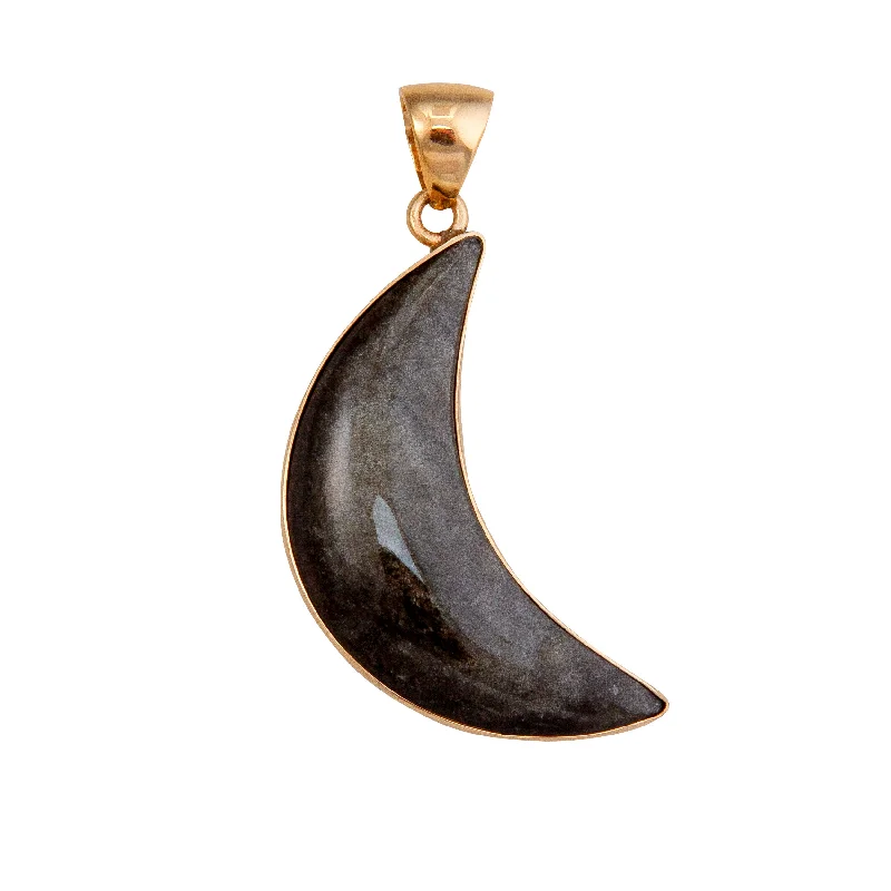 Alchemia Gold Sheen Obsidian Moon Pendant