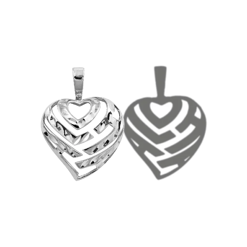 Aloha Heart Pendant in White Gold - 18mm