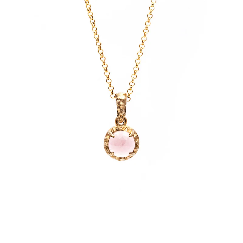 MATRIX HALO NECKLACE | 14K GOLD & ROSE QUARTZ