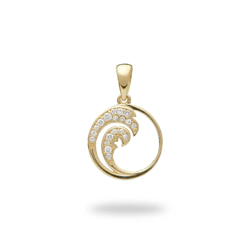 Nalu Pendant in Gold with Diamonds - 12mm