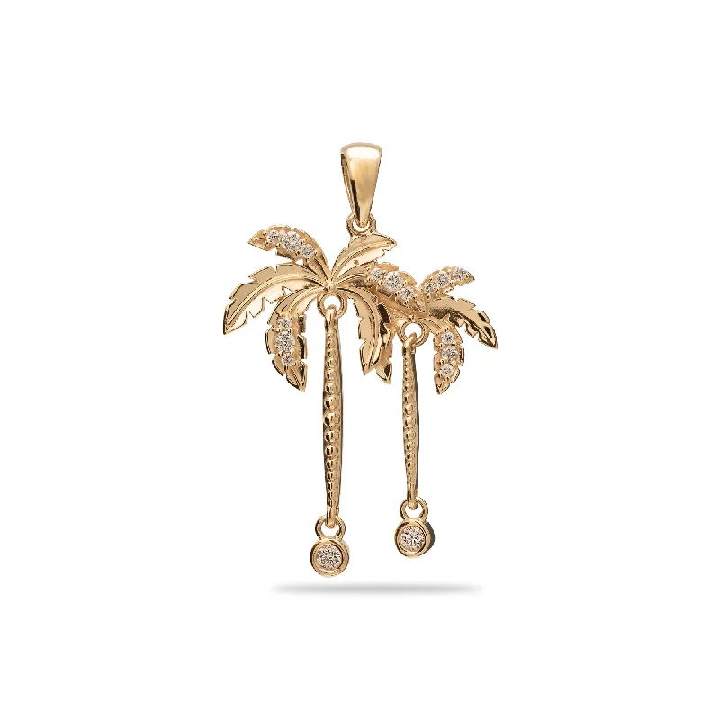 Paradise Palms - Palm Tree Pendant in Gold with Diamonds - 28mm