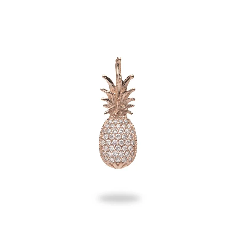 Pineapple Pendant in Rose Gold with Diamonds - 20mm