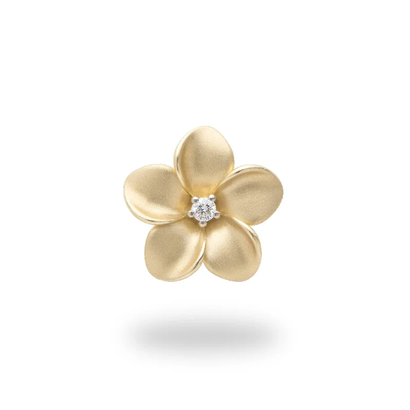 Plumeria Pendant in Gold with Diamond - 16mm