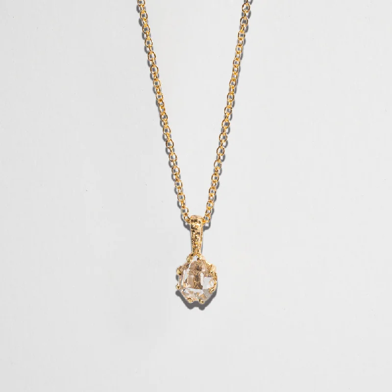 HERKIMER IN THE ROUGH NECKLACE WITH BAIL | 14K GOLD