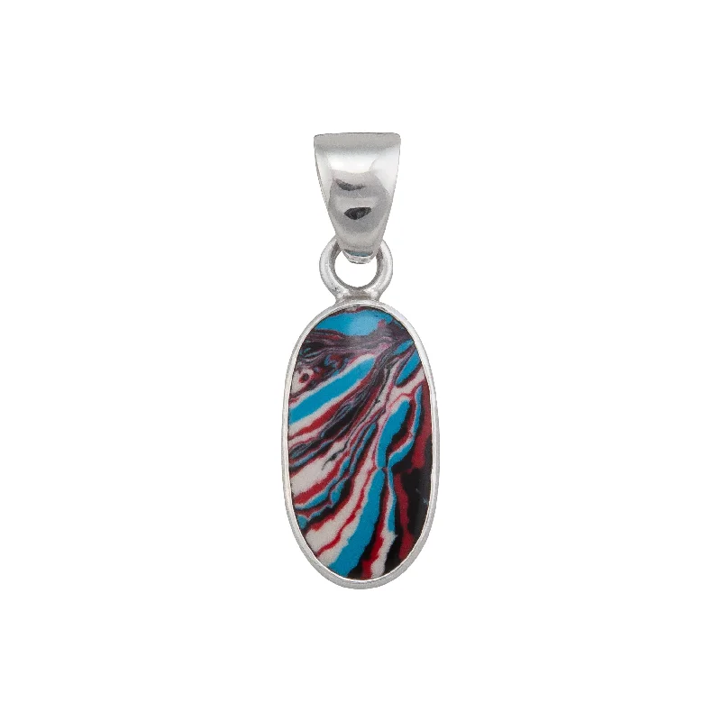 Sterling Silver Blue Fordite Pendant