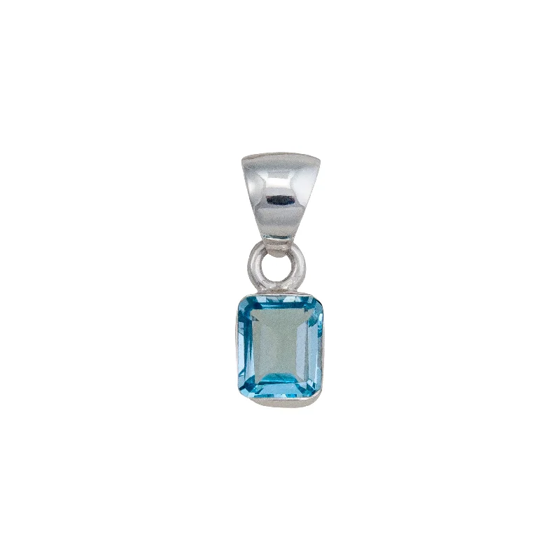 Sterling Silver Blue Topaz Mini Pendant