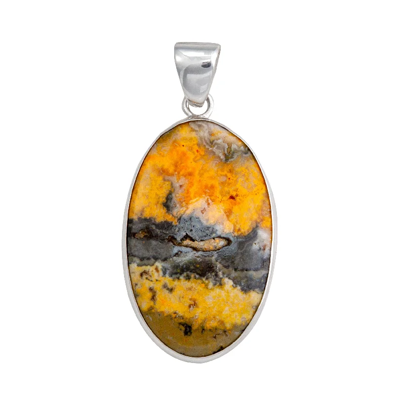 Sterling Silver Bumblebee Jasper Oval Pendant