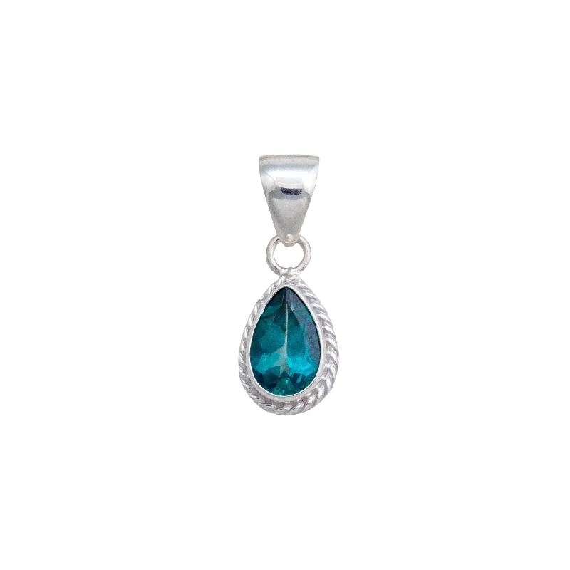 Sterling Silver Chrome Dioptase Teardrop Rope Pendant