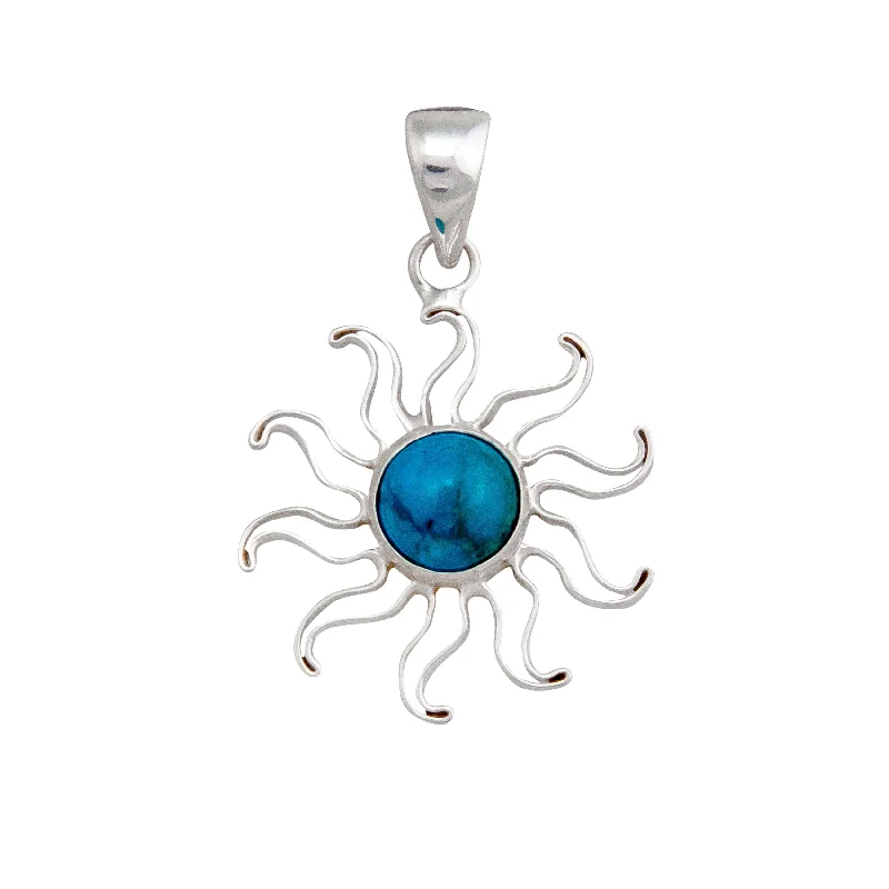 Sterling Silver Chrysocolla Sun Pendant