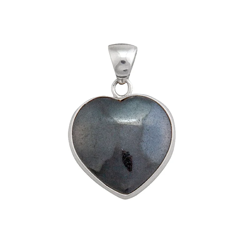 Sterling Silver Hematite Heart Pendant