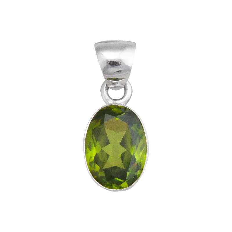 Sterling Silver Lab Created Peridot Oval Pendant