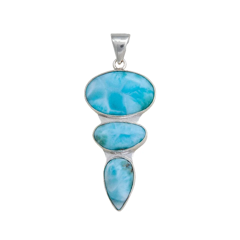 Sterling Silver Larimar Triple Pendant