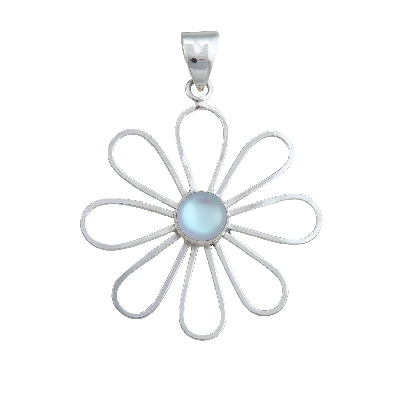 Sterling Silver Luminite Flower Pendant