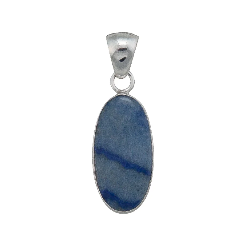 Sterling Silver Oval Blue Aventurine Pendant