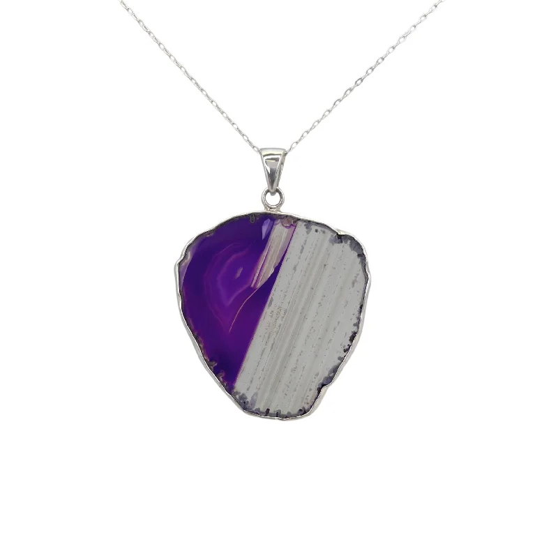 Sterling Silver Purple Agate Slice Pendant