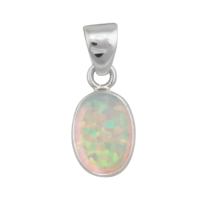 Sterling Silver White Synthetic Opal Pendant