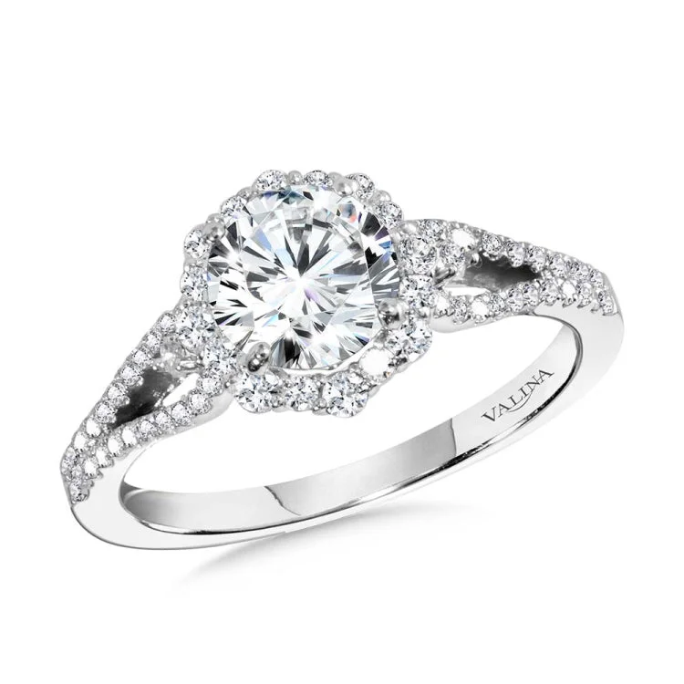 Blooming Halo & Split Shank Diamond Engagement Ring