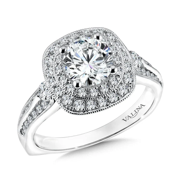 Cushion Shape Double Halo Diamond Engagement Ring