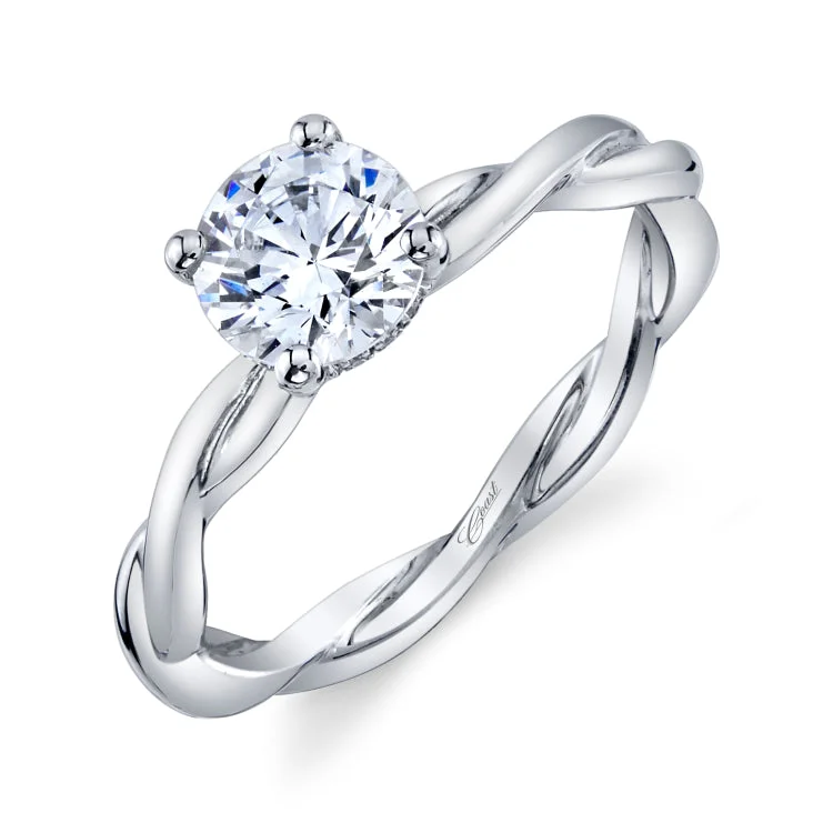 14 KT White Gold Engagement Ring With 0.03 ctw