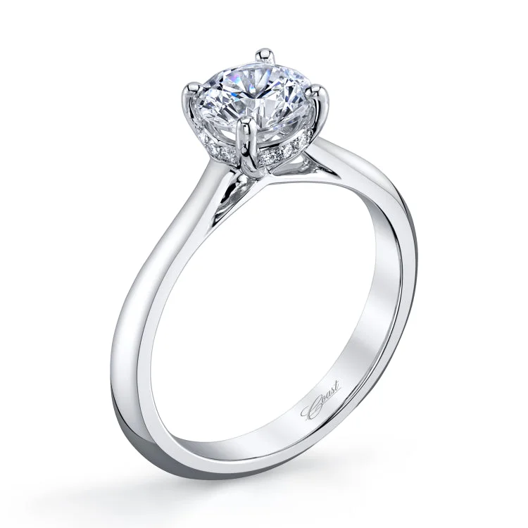 14 KT White Gold Engagement Ring With 0.06 ctw