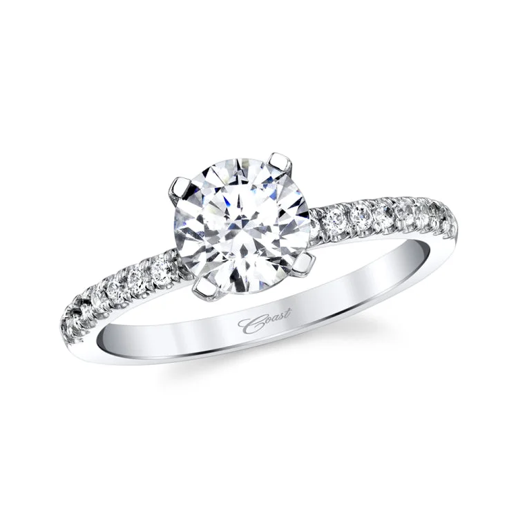 14 KT White Gold Engagement Ring With 0.16 ctw