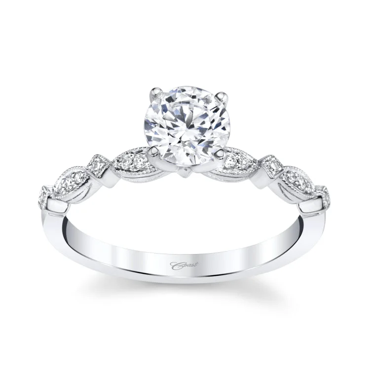 14 KT White Gold Engagement Ring With 0.07 ctw