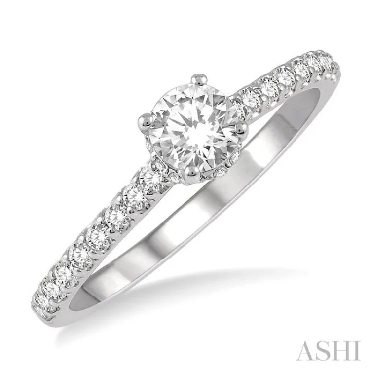 1/4 Ctw Semi-Mount Diamond Engagement Ring in 14K White Gold