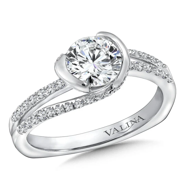 Spiral Style Engagement Ring with Side Stones