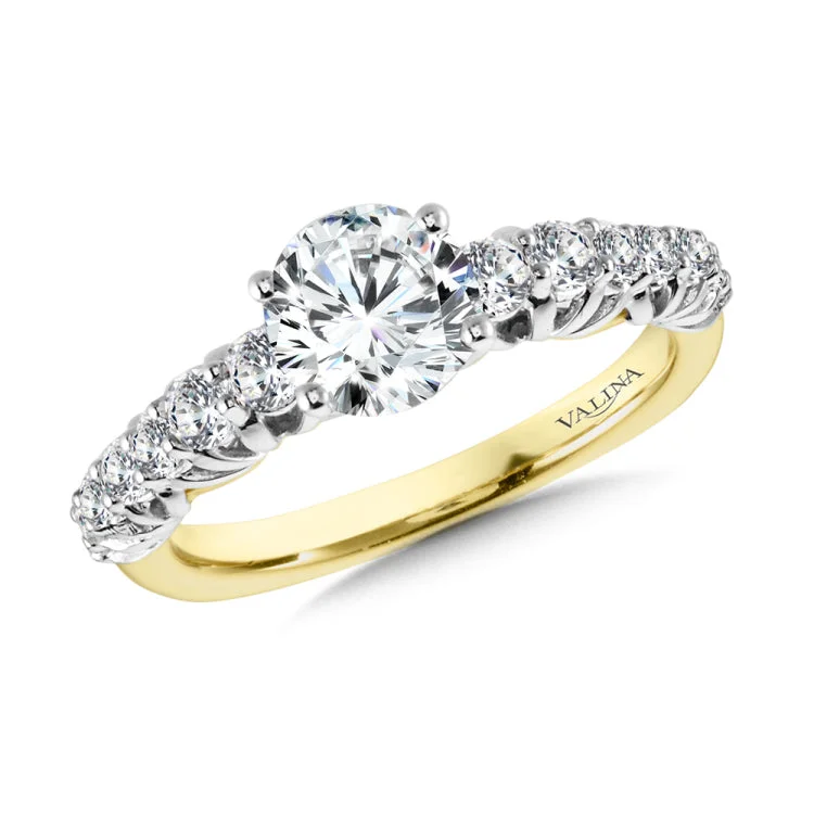 Straight Two-Tone Diamond Engagement Ring w/ Trellis Undergallery