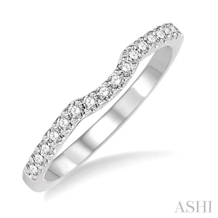 1/3 Ctw Round Cut Diamond Wedding Band in 14K White Gold