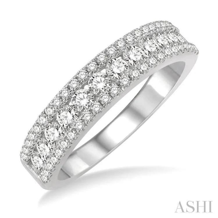 1 ctw Channel Round Cut Diamond Wedding Band in 14K White Gold