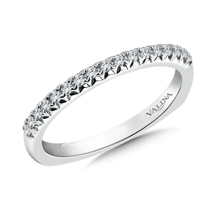 True fit matching diamond wedding band and a beautiful reminder of that special day for years to come.