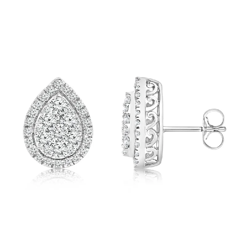 0.95 Carat Diamond Pear Shape Stud Earring