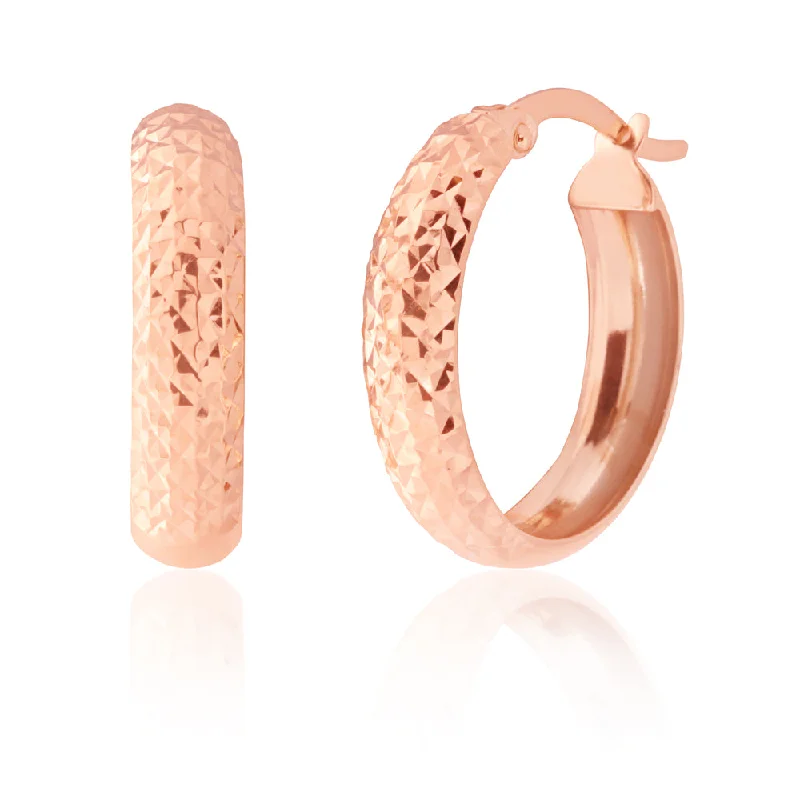 9ct Rose Gold Diamond Cut Hoop Earrings