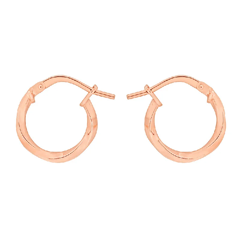 9ct Rose Gold Silver Filled 10mm Twist Hoop Earrings