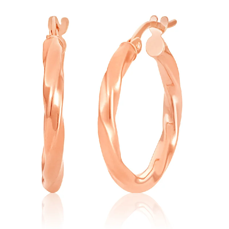 9ct Rose Gold twist 15mm Hoops Earrings