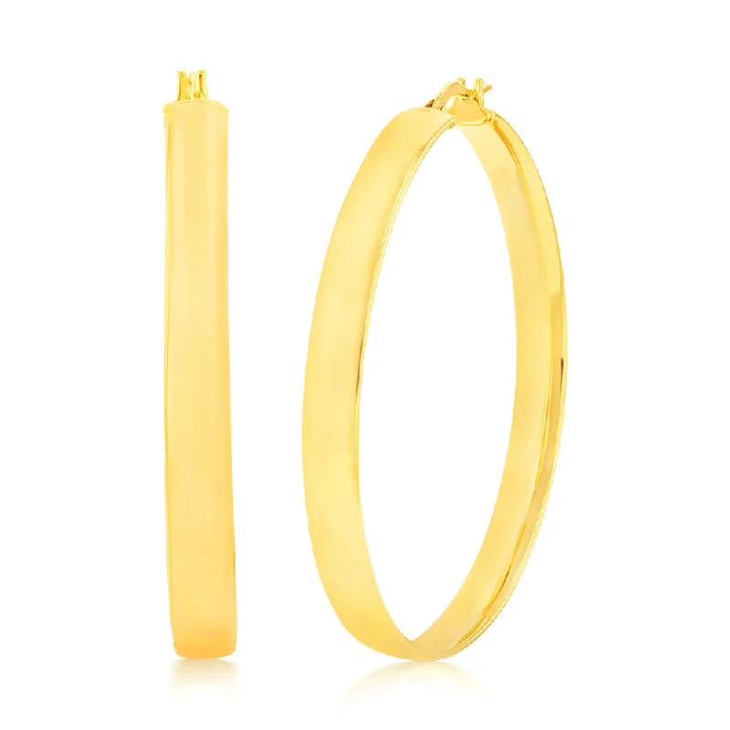 9ct Silverfilled Yellow Gold Plain 40mm Hoop Earrings