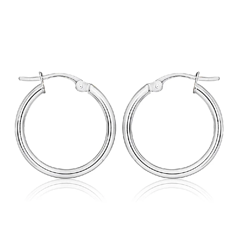 9ct White Gold Plain 50mm Hoops