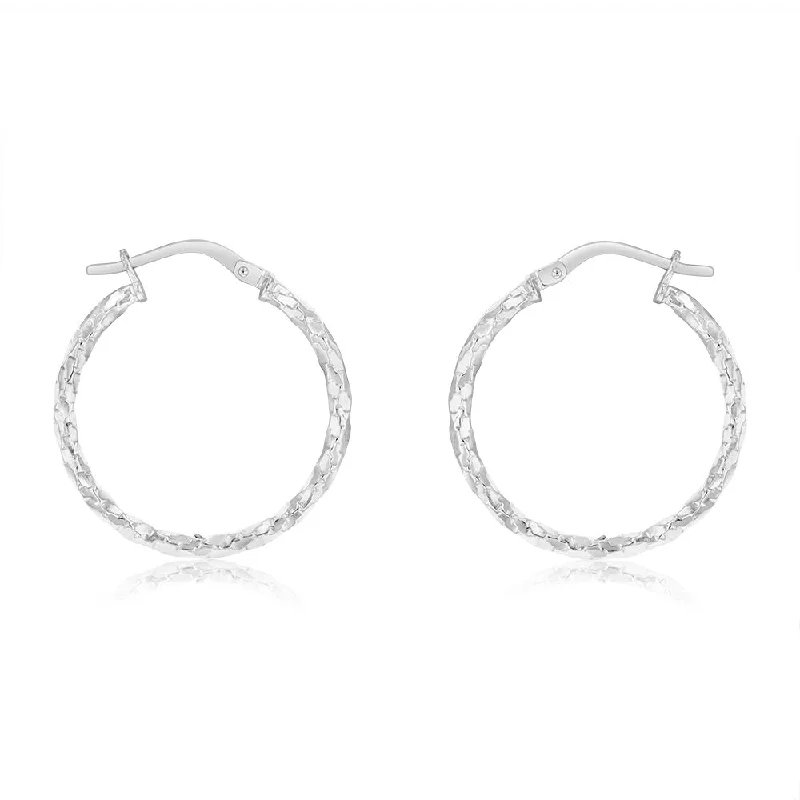 9ct White Gold Silverfilled Fancy Twisted 20mm Earrings