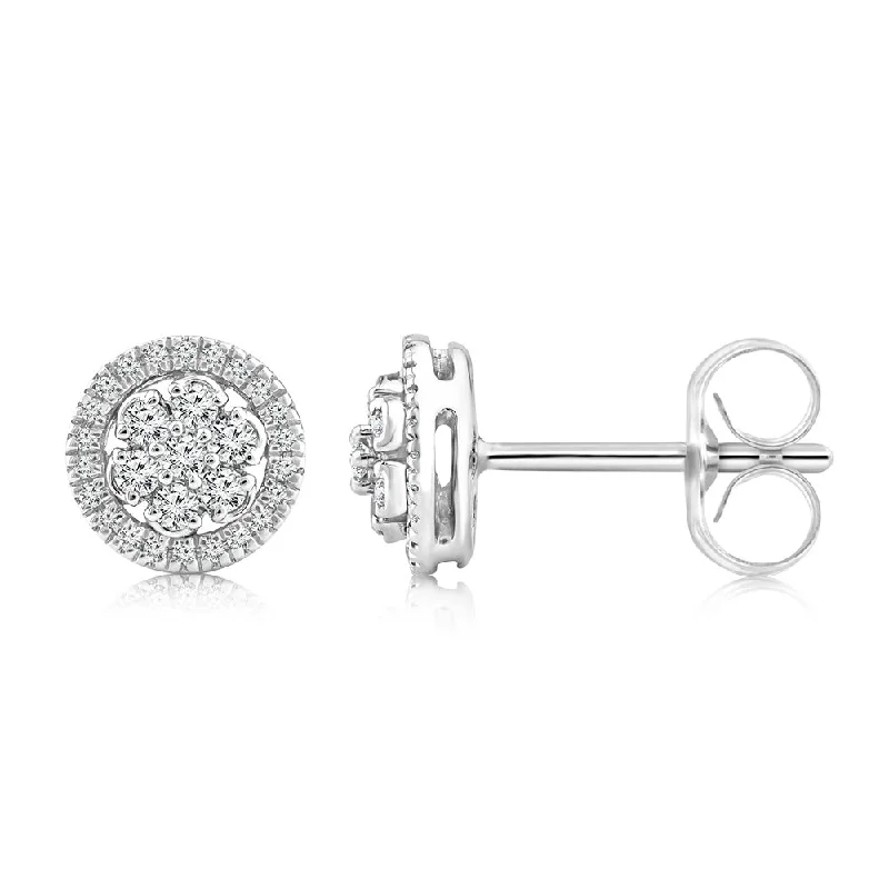 9ct White Gold Stud Earrings in 1/5 Carat Natural Diamonds