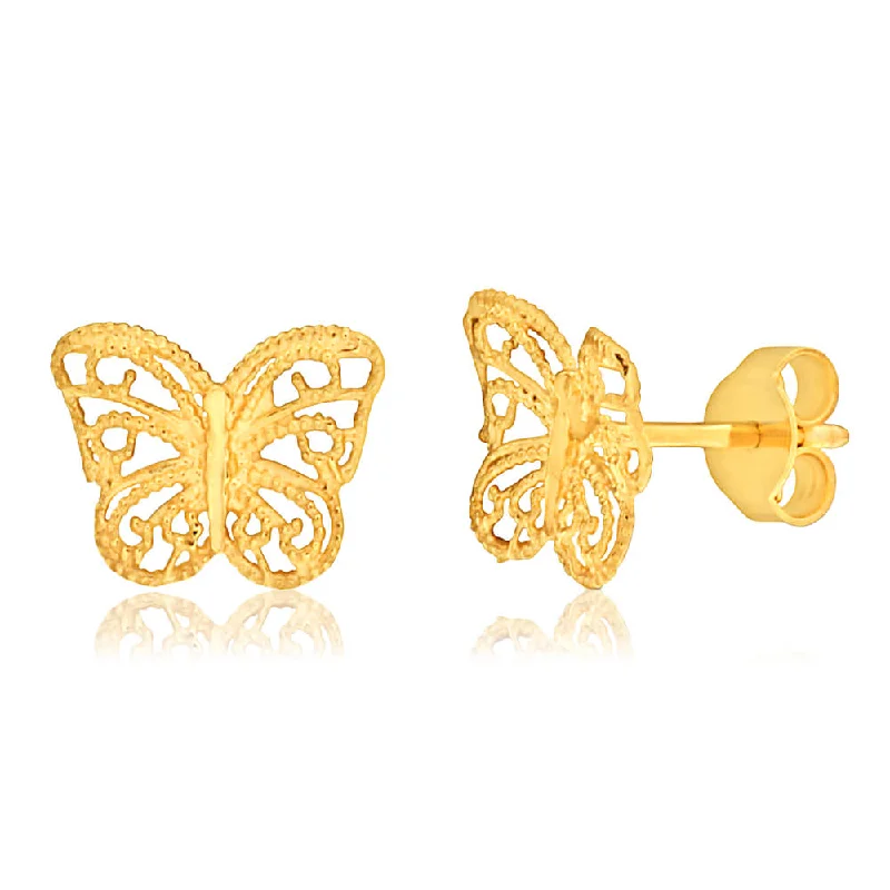 9ct Yellow Gold Butterfly Stud Earrings