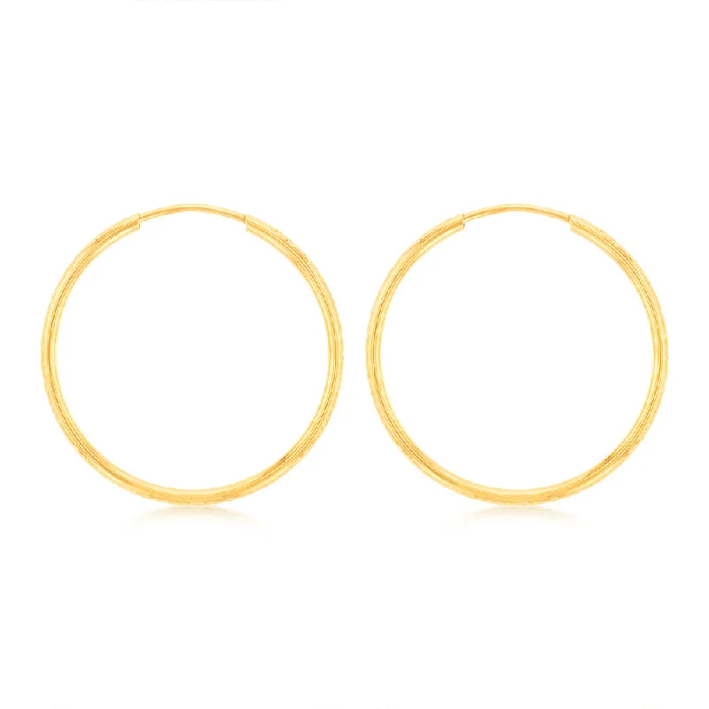 9ct Yellow Gold Diamond-Cut Hoops 25mm