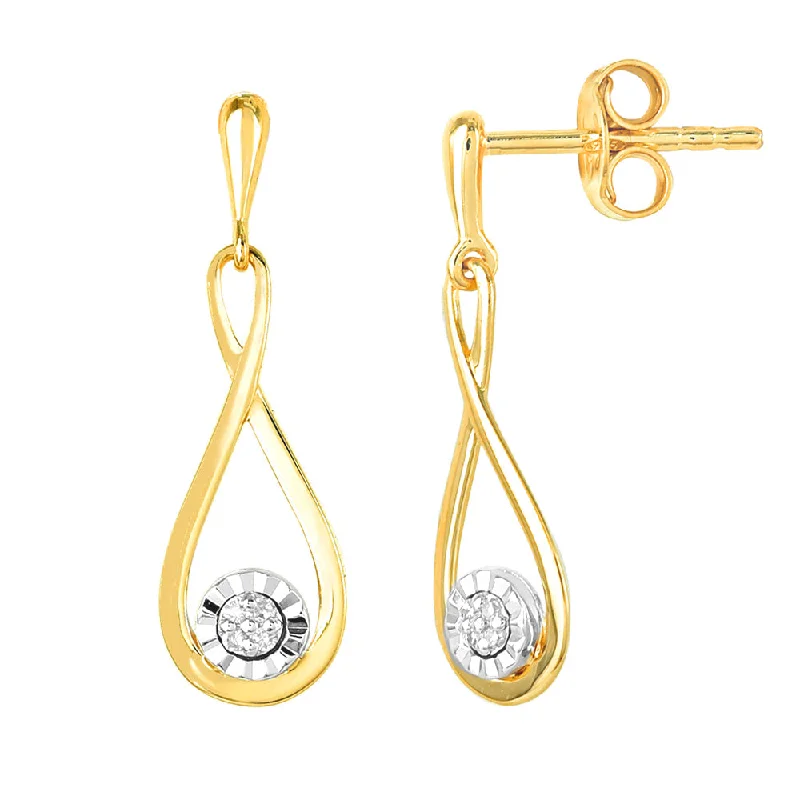 9ct Yellow Gold Diamond Infinity Drop Earrings with 8 Brilliant Diamonds